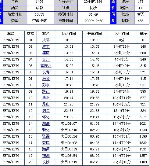 全新发布：5609次列车详尽时刻表一览